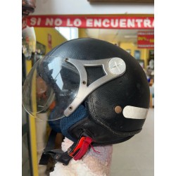 CASCO JET DE PIEL NEGRO
