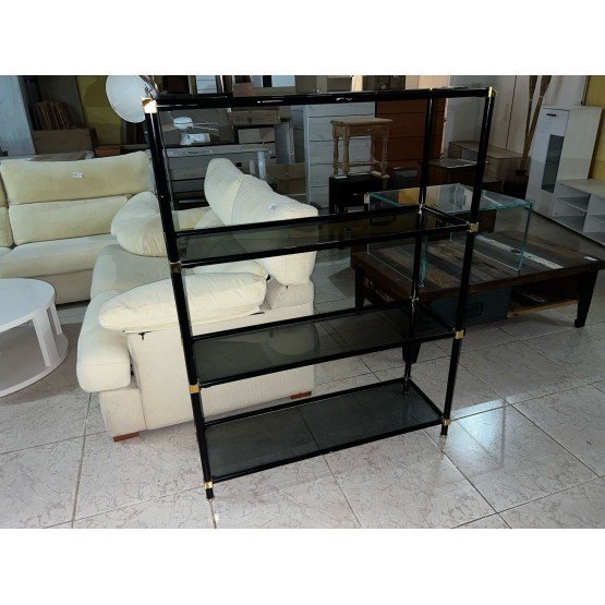 ESTANTERIA DE CRITAL NEGRO Y DORADO