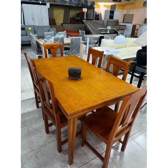 CONJUNTO MESA + 6 SILLAS MADERA